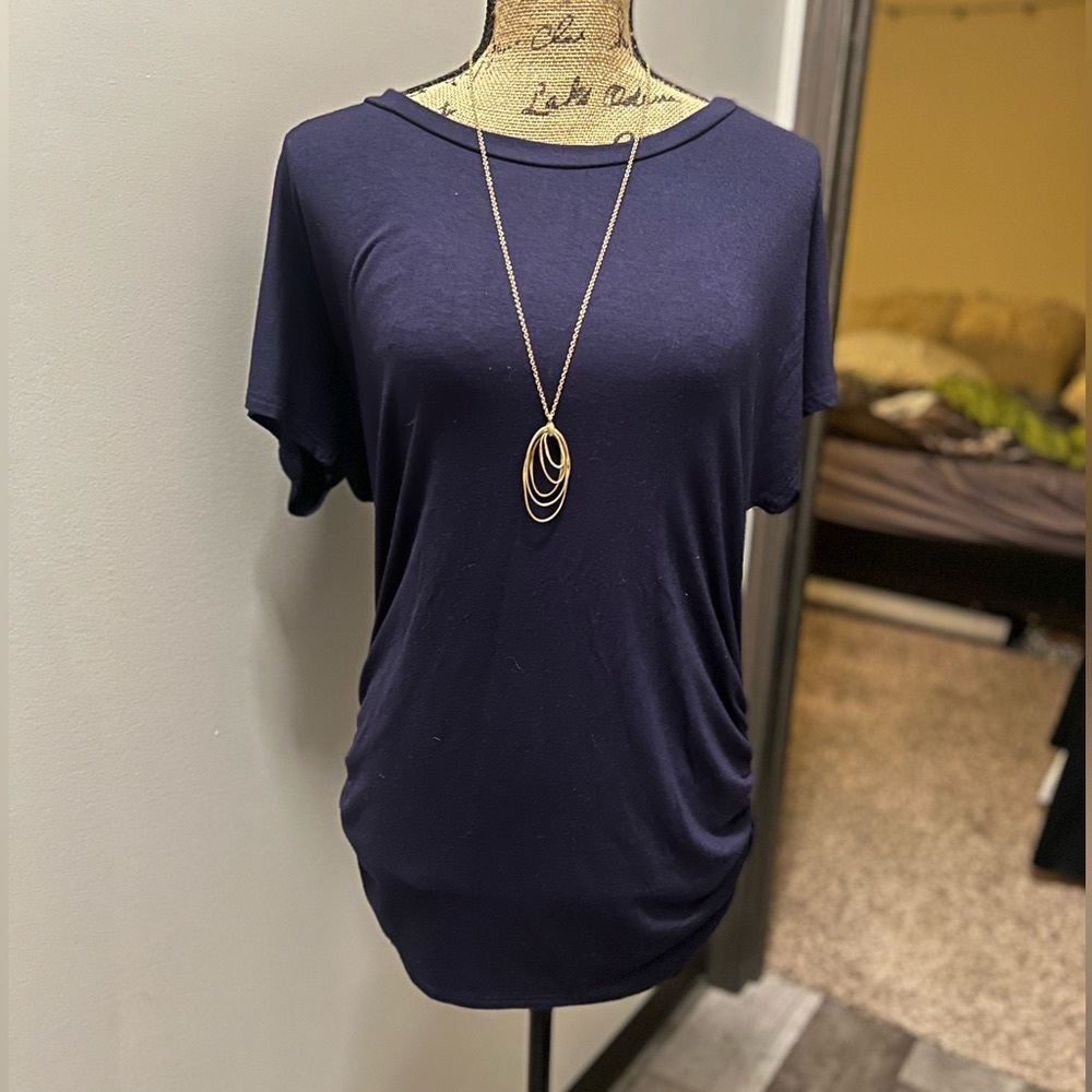 Navy Blue short sleeve blouse - NWT